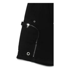 Schwarze Shorts mit tiefem Schritt und Kordel aus Baumwolle