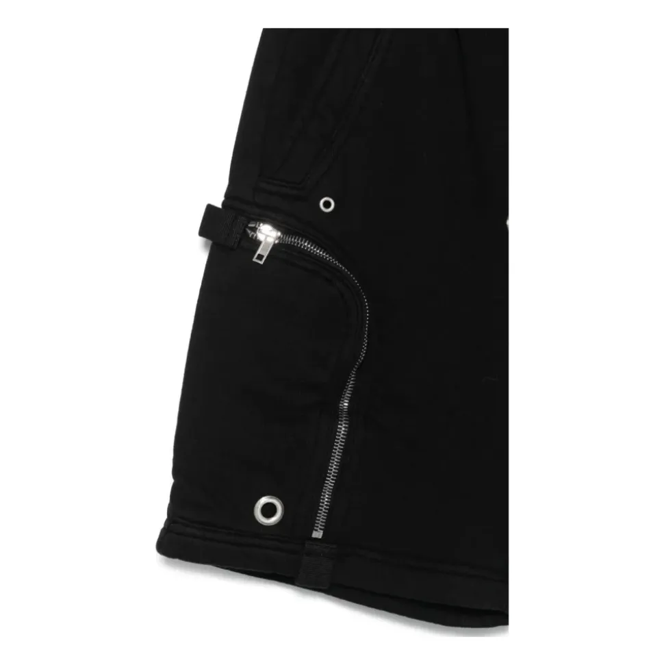 Schwarze Shorts mit tiefem Schritt und Kordel aus Baumwolle