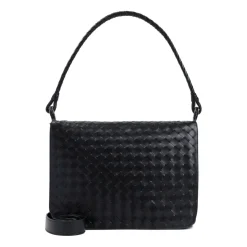 Schwarze Silberne Intrecciato Wing Tasche