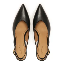 Schwarze Slingback-Pumps mit einem breiten Absatz