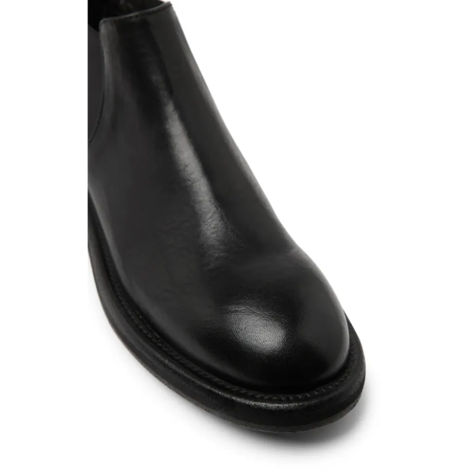 Schwarze Slip-On Stiefel aus Kalbsleder