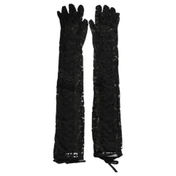 Schwarze Spitzen Ellenbogenlange Handschuhe