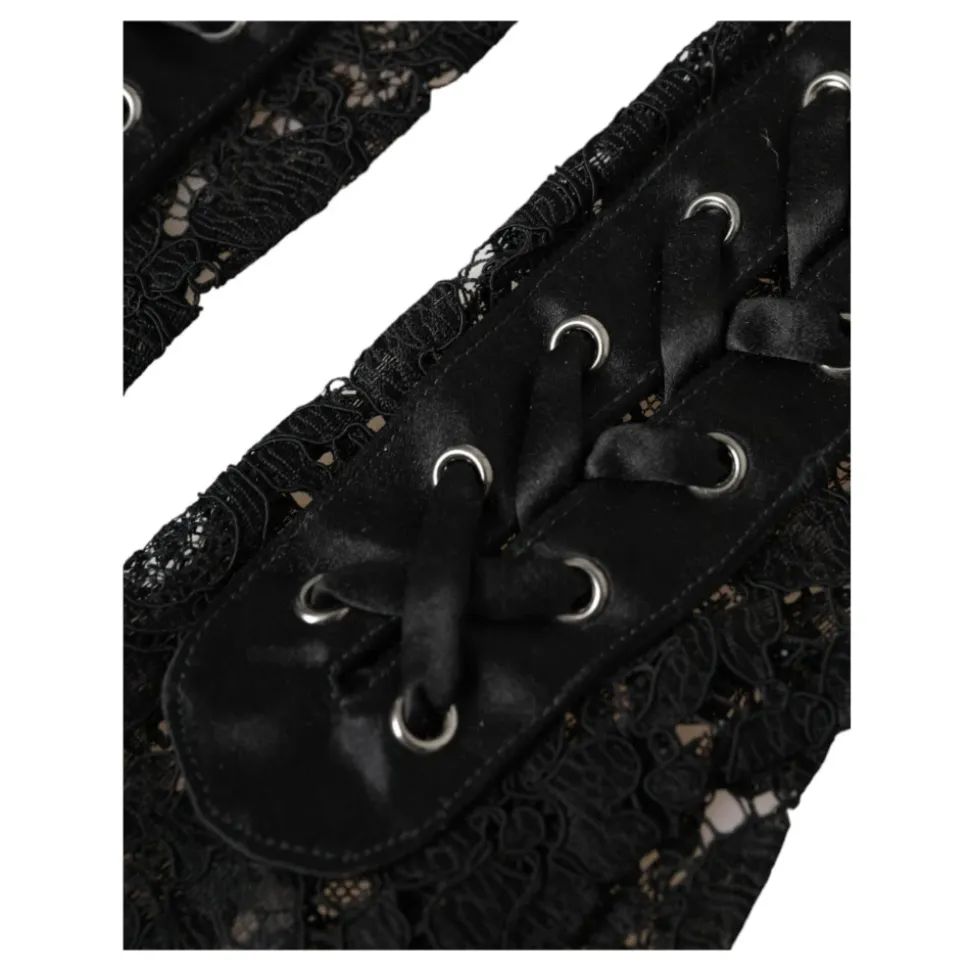 Schwarze Spitzen Ellenbogenlange Handschuhe