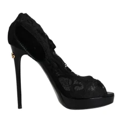 Schwarze Spitzen Plateau-Pumps