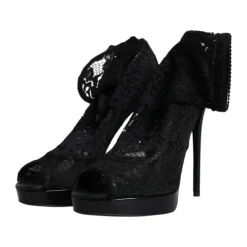 Schwarze Spitzen Plateau-Pumps