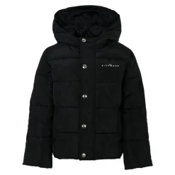 Schwarze Steppdaunenjacke mit Kapuze