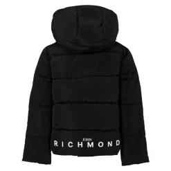 Schwarze Steppdaunenjacke mit Kapuze