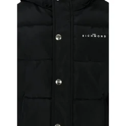 Schwarze Steppdaunenjacke mit Kapuze
