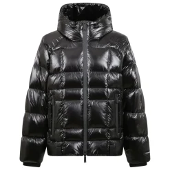 Schwarze Technische Stoff Kapuzenjacke
