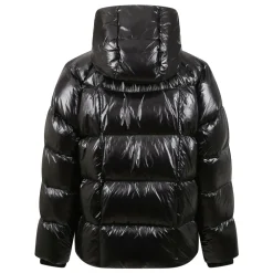Schwarze Technische Stoff Kapuzenjacke
