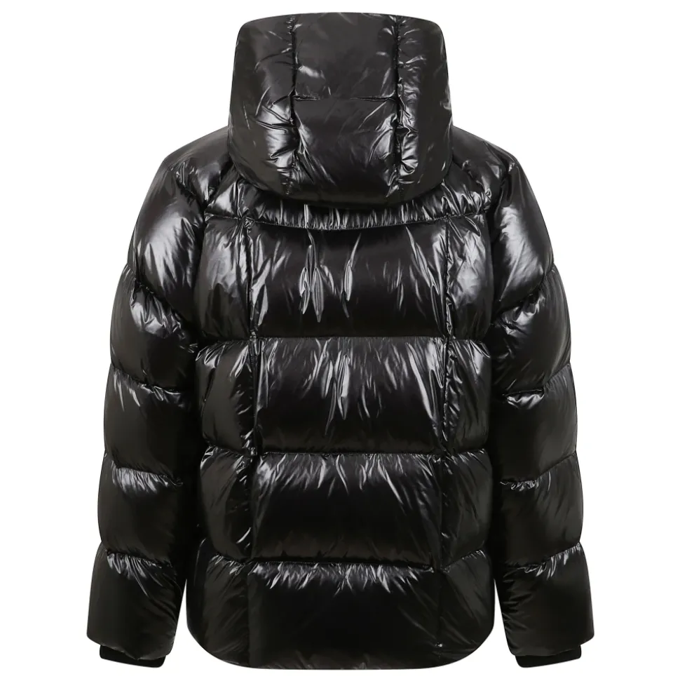 Schwarze Technische Stoff Kapuzenjacke