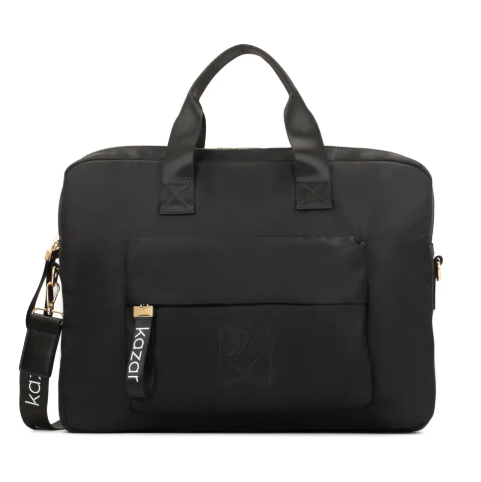 Schwarze Textil-Laptoptasche mit Griffen