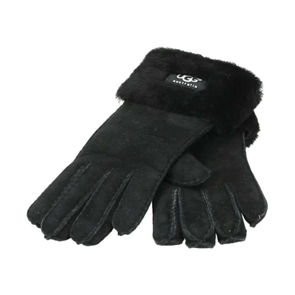 Schwarze Turn Cuff Handschuhe