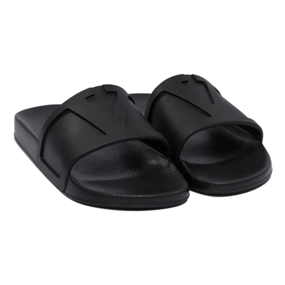Schwarze Vlogo Slides Sandalen