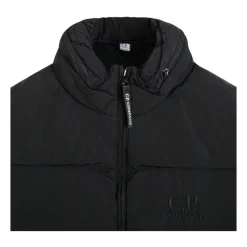 Schwarze wattierte Gilet