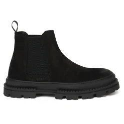 Schwarze Wildleder Flache Schuhe Elastischer Verschluss
