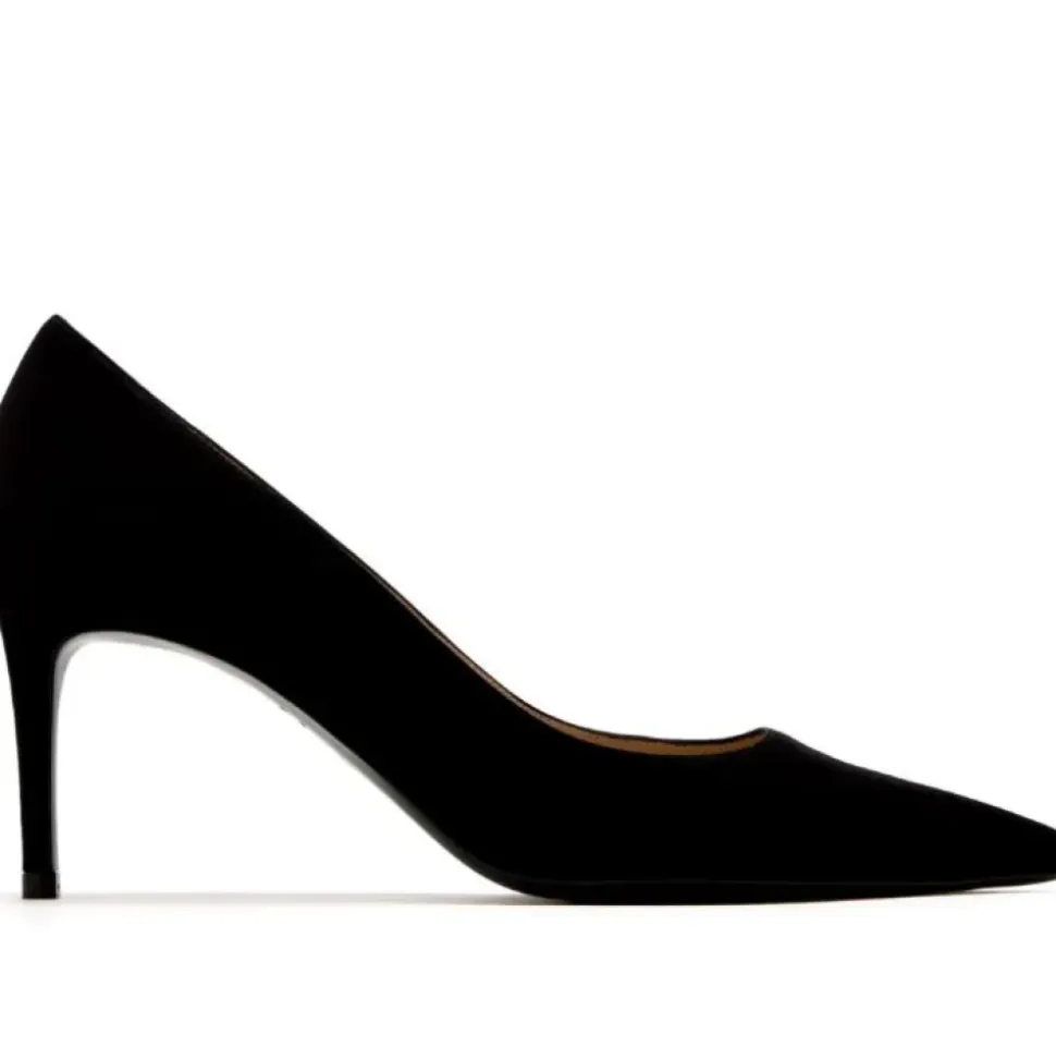 Schwarze Wildleder Pumps mit Spitzer Zehenpartie