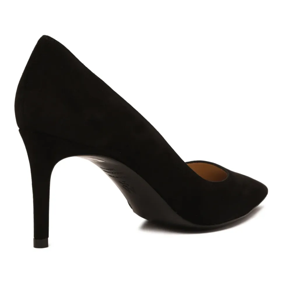 Schwarze Wildleder Pumps mit Spitzer Zehenpartie