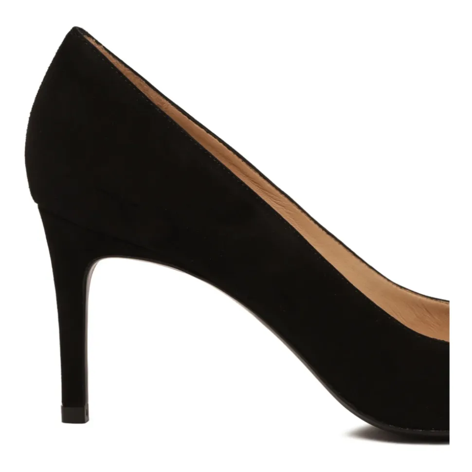 Schwarze Wildleder Pumps mit Spitzer Zehenpartie