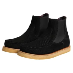 Schwarze Wildleder Slip On Stiefeletten