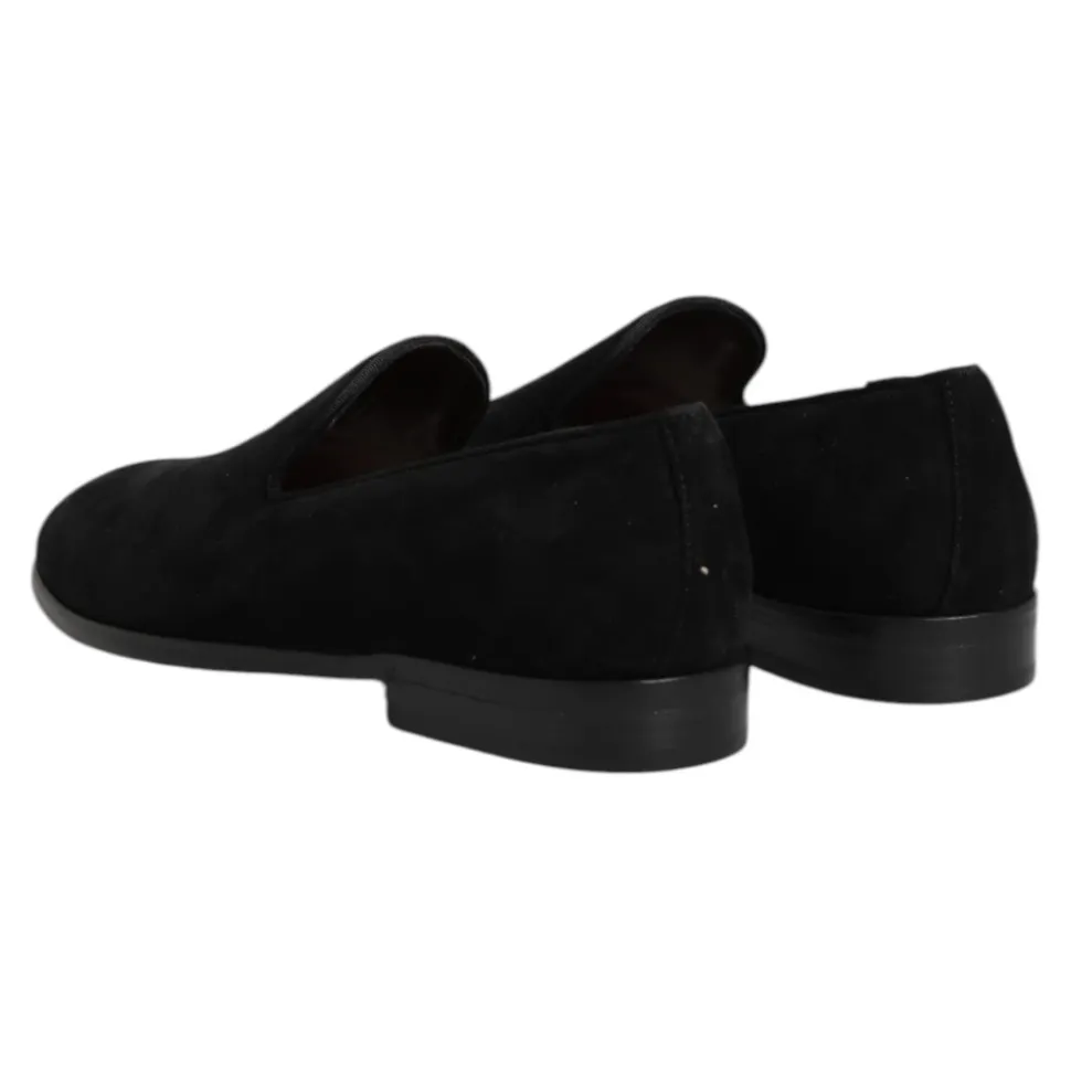 Schwarze Wildleder Slip-On Loafers