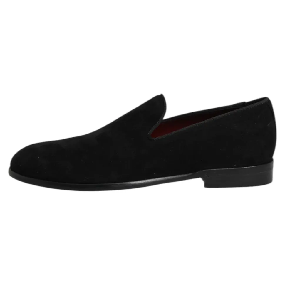 Schwarze Wildleder Slip-On Loafers