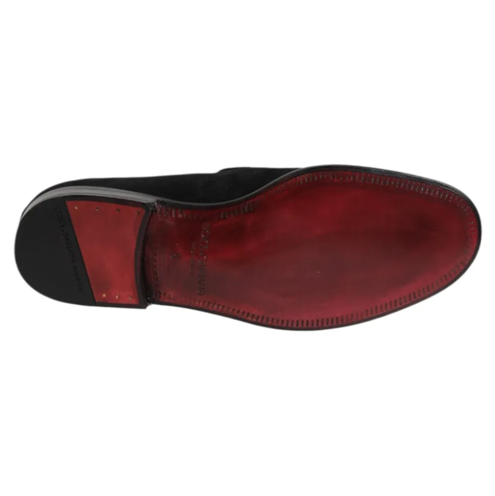 Schwarze Wildleder Slip-On Loafers