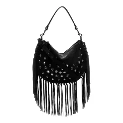 Schwarze Wildleder Tasche mit Nieten