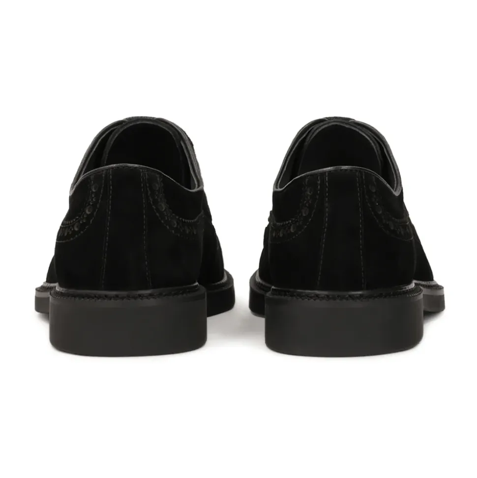 Schwarze Wildleder-Halbschuhe mit Verzierung
