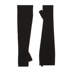 Schwarze Wollgerippte Fingerlose Handschuhe