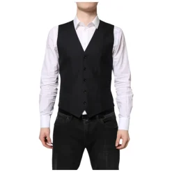 Schwarze Wollweste Formelles Kleid Weste