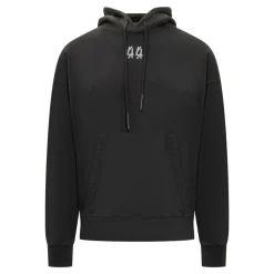Schwarzer Baumwoll-Logo-Hoodie-Pullover