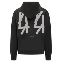 Schwarzer Baumwoll-Logo-Hoodie-Pullover