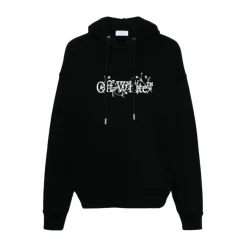 Schwarzer Baumwoll-Logo-Print-Hoodie