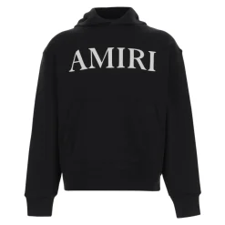 Schwarzer Baumwoll-Logo-Sweatshirt-Hoodie