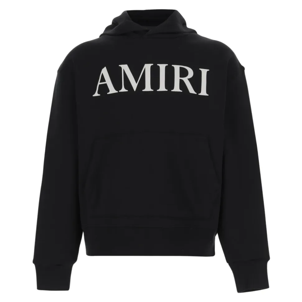 Schwarzer Baumwoll-Logo-Sweatshirt-Hoodie