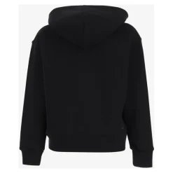 Schwarzer Baumwoll-Logo-Sweatshirt-Hoodie