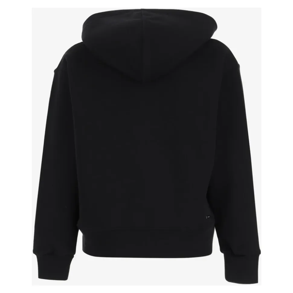 Schwarzer Baumwoll-Logo-Sweatshirt-Hoodie