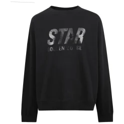 Schwarzer Baumwoll-Sweatshirt Boxy Fit