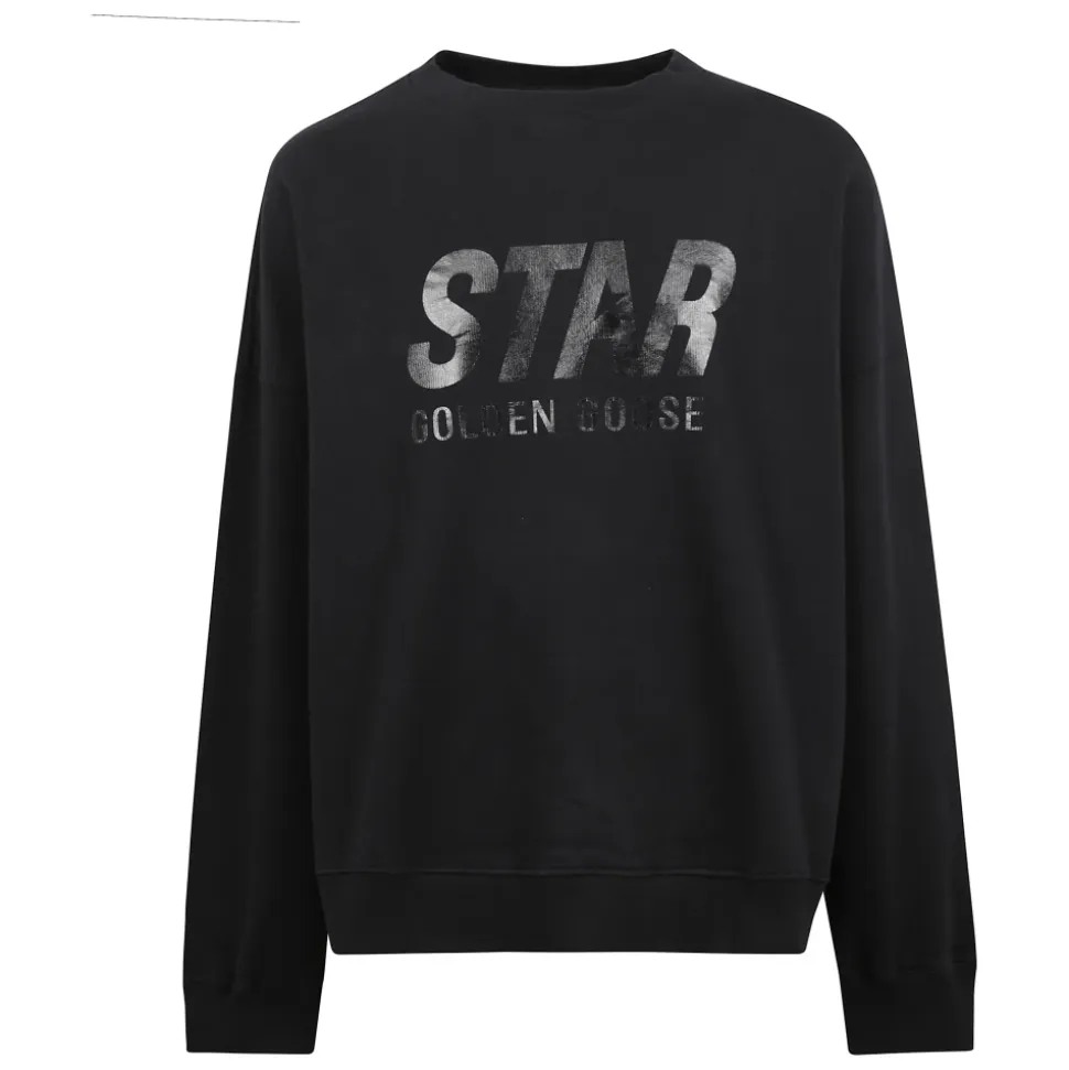 Schwarzer Baumwoll-Sweatshirt Boxy Fit