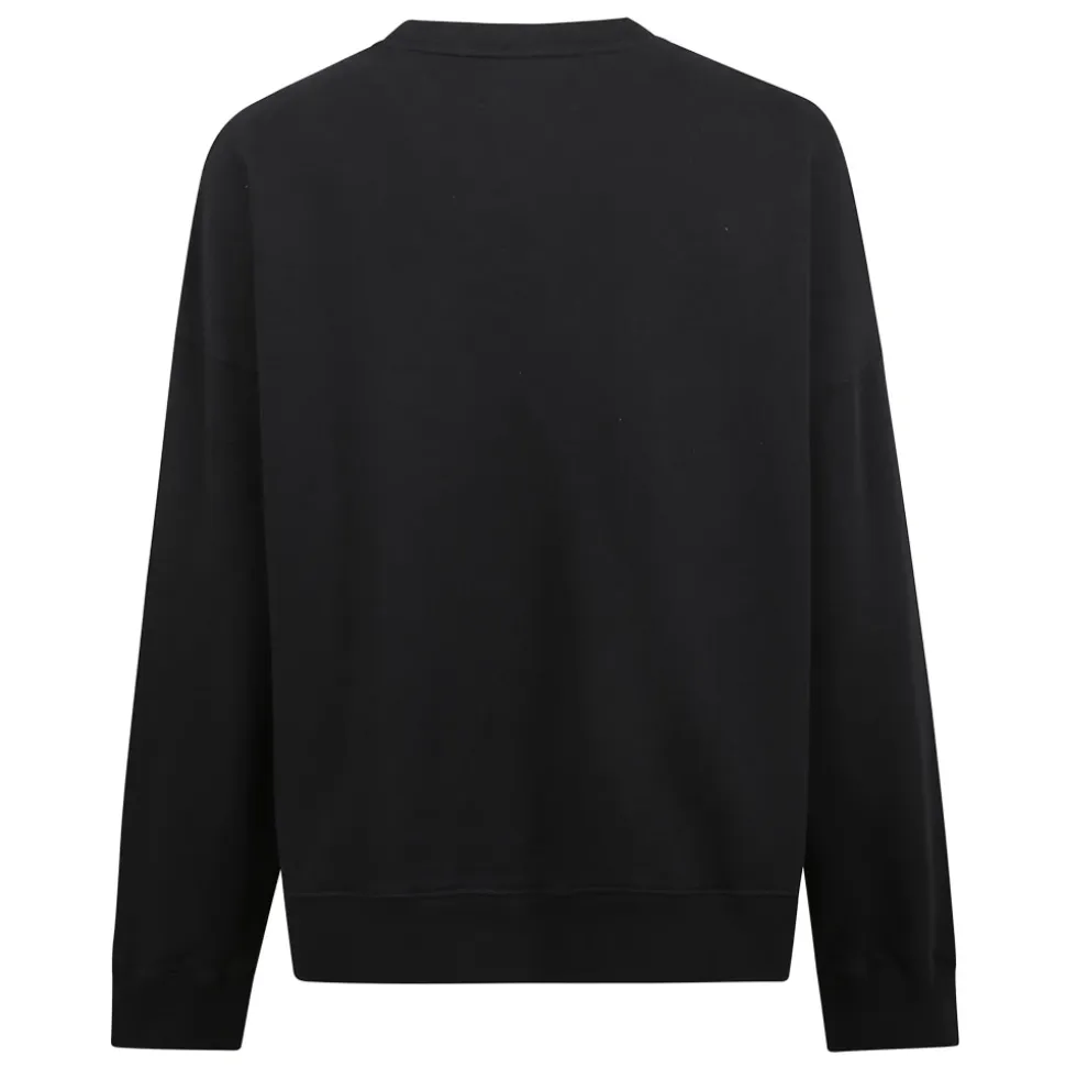 Schwarzer Baumwoll-Sweatshirt Boxy Fit