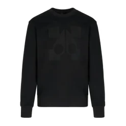 Schwarzer Baumwoll-Sweatshirt mit Rundhalsausschnitt