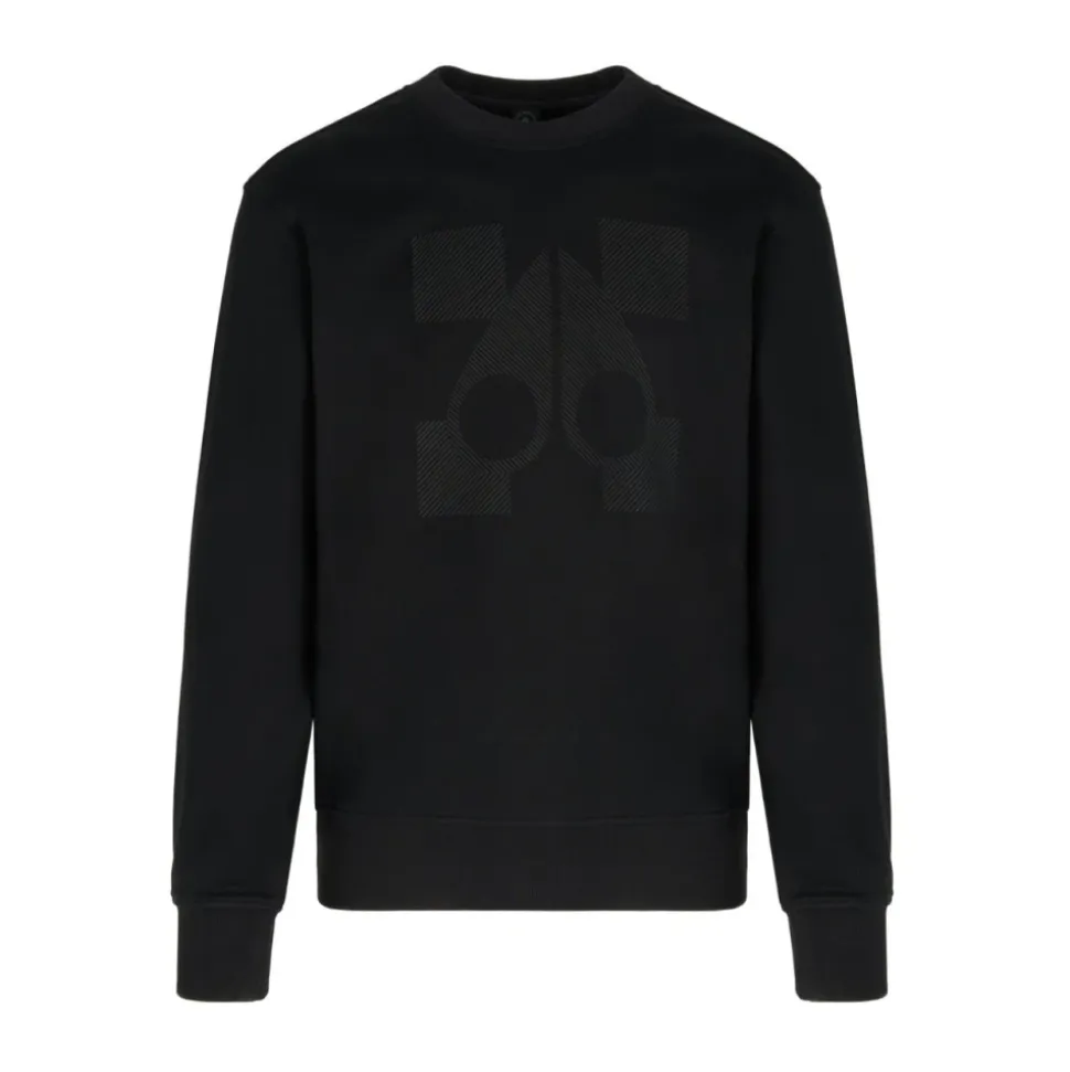 Schwarzer Baumwoll-Sweatshirt mit Rundhalsausschnitt