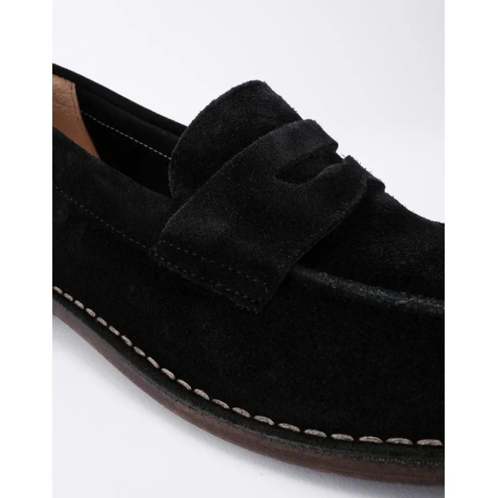 Schwarzer Büffelleder Loafer