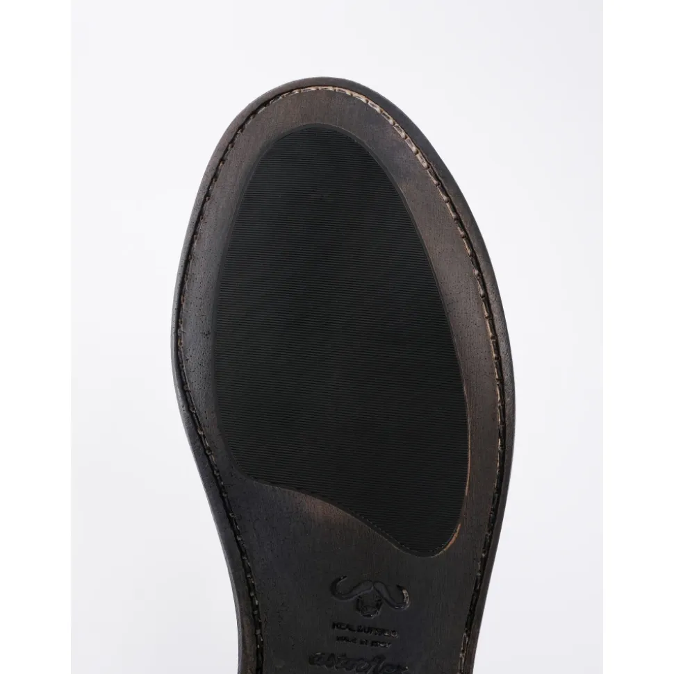 Schwarzer Büffelleder Loafer