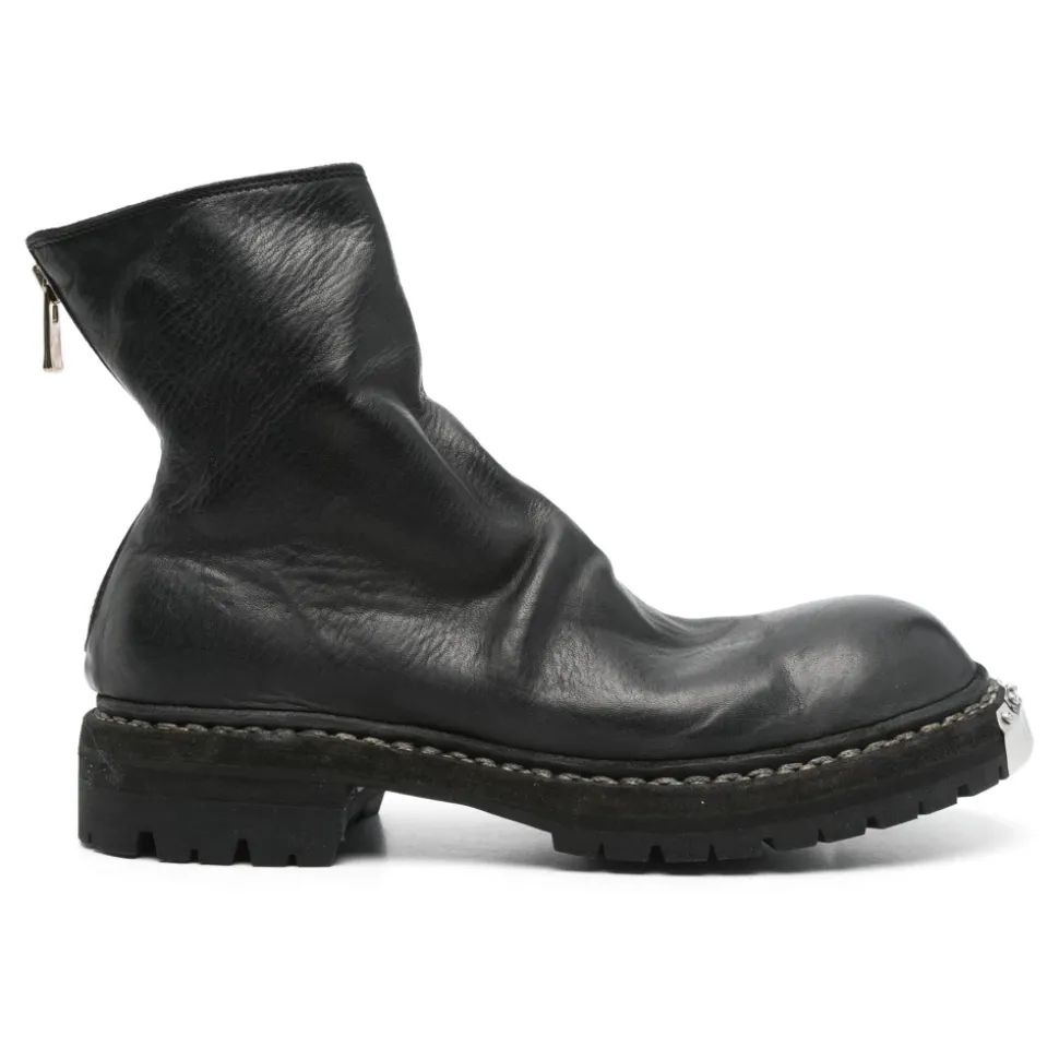 Schwarzer Big Daddy Stiefel mit Rückenreißverschluss