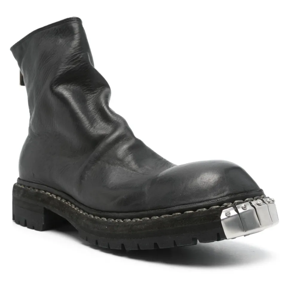 Schwarzer Big Daddy Stiefel mit Rückenreißverschluss