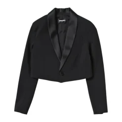 Schwarzer Blazer mit Schalkragen für Mädchen