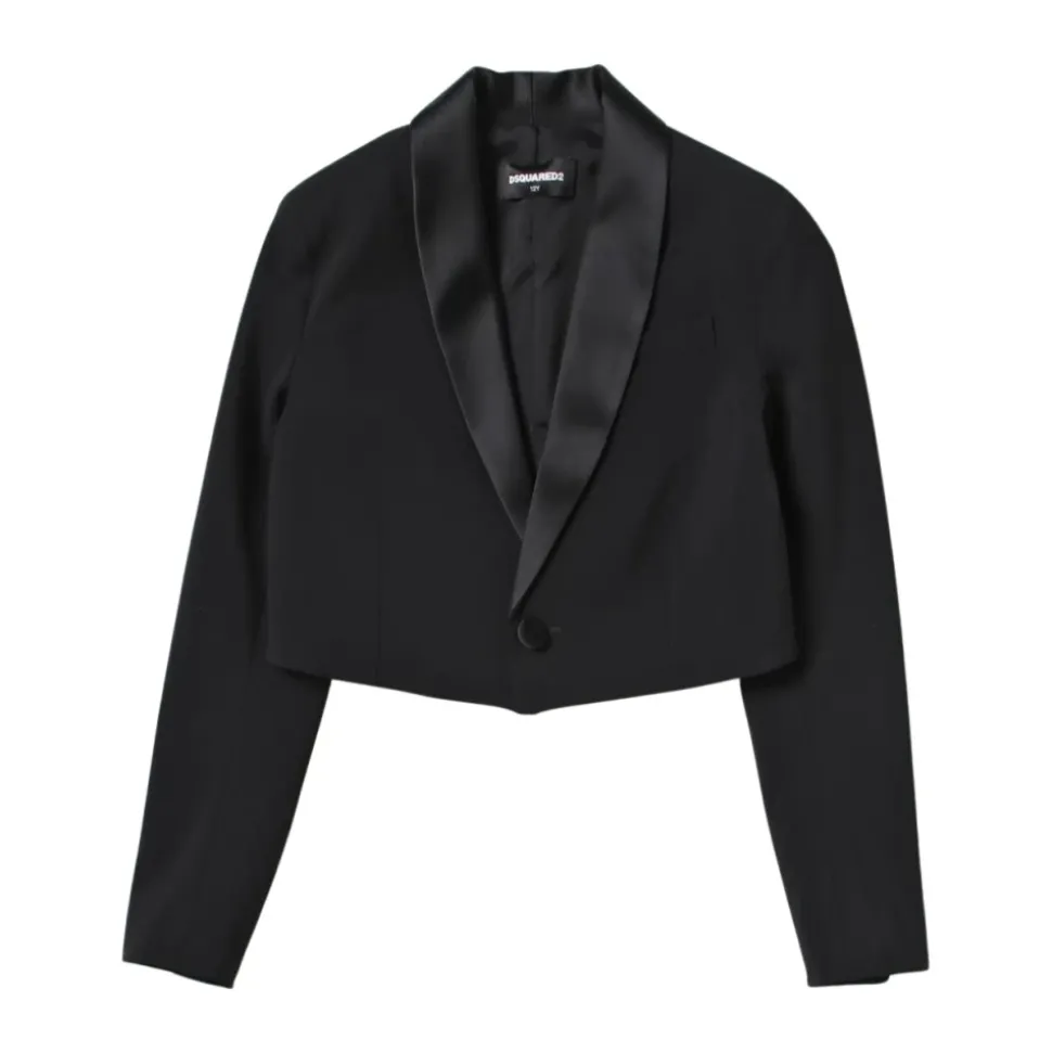 Schwarzer Blazer mit Schalkragen für Mädchen