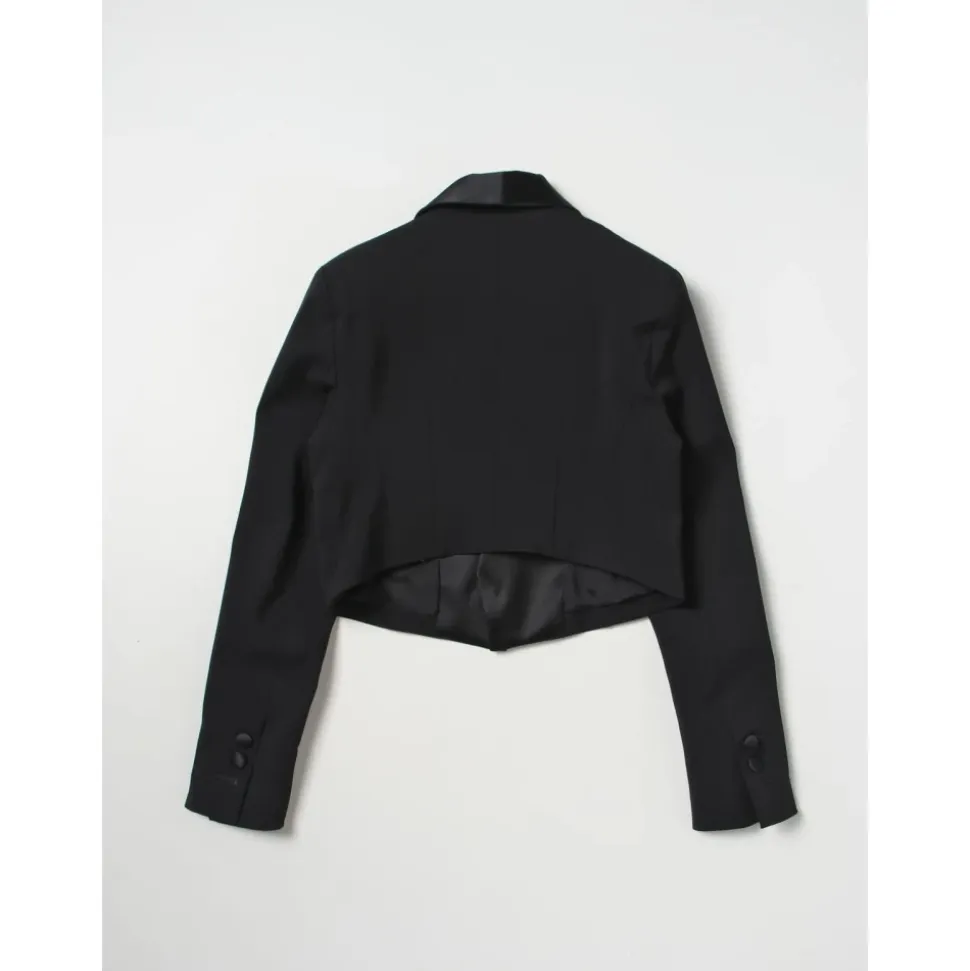 Schwarzer Blazer mit Schalkragen für Mädchen